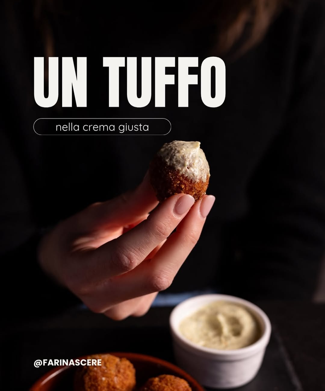 Sfizio fritto da tuffare nella crema, antipasto della casa